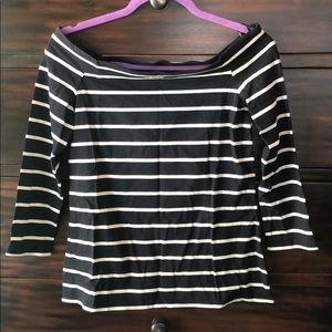 Loft Navy & White Striped Sailor Top